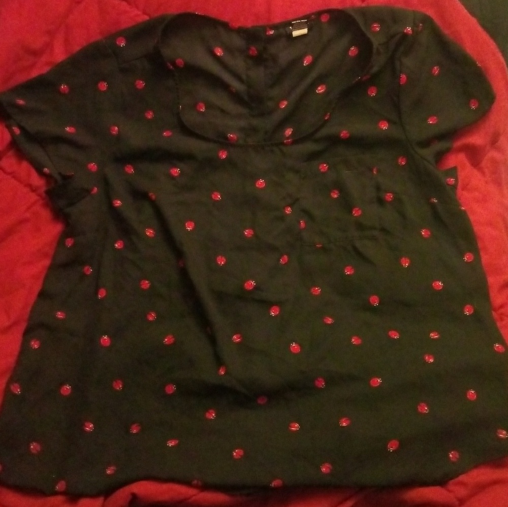 Black sheer ladybug shirt